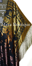 Gold & Brown Wearable Art Kimono Caftan Fringe Jacket Burnout Velvet Hand Dyed