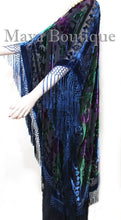 Maya Matazaro Tye Dye Navy Blue Multi Fringe Kimono Burrnout Velvet Jacket Coat
