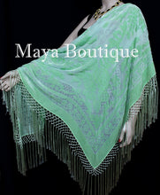Piano Shawl Wrap Scarf Silk Burnout Velvet Mint Color Hand Dyed Maya Matazaro