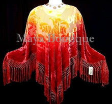 Blood Moon Colors Poncho Shawl Top Hand Dye Silk Burnout Velvet By Maya Matazaro