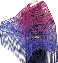Crochet Poncho Shawl Top Hand Dyed Magenta Purple Ombree Maya Matazaro One Size