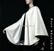 Cashmere Reversible Cape Ruana Wrap Coat Ivory & Black Maya Matazaro USA Made