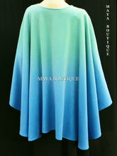 Cashmere Cape Ruana Wrap Hand Dyed Light Blue & Misty Jade Ombre Maya Matazaro