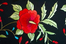 Red Roses Hand Embroidered Flamenco Silk Piano Shawl Huge 90" Maya Matazaro
