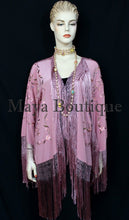 Embroidered Silk Fringe Jacket Kimono Strawberry Ice Multi Birds Flower Maya