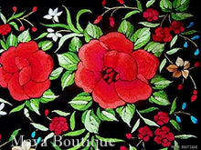 Red Roses Hand Embroidered Flamenco Silk Piano Shawl Huge 90" Maya Matazaro