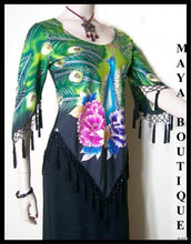Silk Top Peacock Painted & Beaded Black Multi S Maya Matazaro