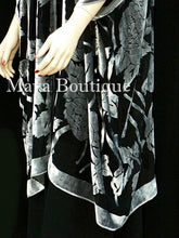 Maya Matazaro Silk Burnout Velvet Jacket Kimono Duster Silver Black No Fringe