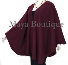 Bordo Cape Ruana Wrap Coat Cashmere Wool Blend by Maya Matazaro Made in USA