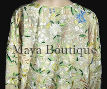 Embroidered Silk Opera Coat Kimono Fringe Jacket Birds & Flowers Pastels Greens