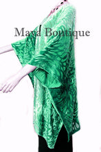 Emerald Green Camellia Burnout Velvet Caftan Kimono Ombre Hand Dye Maya Matazaro