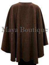 Expresso Brown Cape Ruana Wrap Coat Cashmere Wool Blend Maya Matazaro USA Made