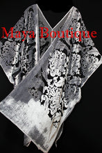 Maya Matazaro Baroque Burnout Velvet Caftan Kimono Jacket Silver Black USA Made