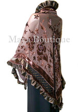Chocolate Shawl Scarf Wrap Silk Burnout Velvet Triangle Ruffles Maya Matazaro