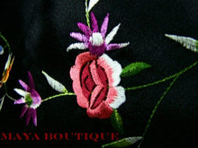 Silk Kimono Duster Coat Kimono All Embroidered & Lined Black Maya Matazaro