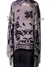 Eggplant Piano Shawl Scarf Burnout Velvet Square With Fringes Maya Matazaro