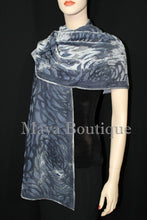 Dusk Gray Camellia Shawl Wrap Scarf Burnout Velvet Maya Matazaro Hand Dyed USA