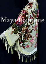 Victorian Rose Jacket Short Kimono Beaded Silk Velvet Vanilla Maya Matazaro