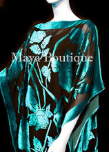 Caftan Dress Kimono Silk Burnout Velvet Teal Black Hand Dyed Maya Matazaro