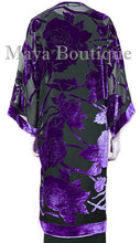 Purple Long Kimono Jacket Silk Burnout Velvet No Fringe Maya Matazaro