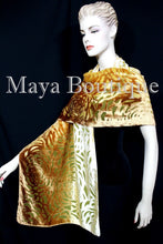Maya Matazaro Hand Dyed Caramel Gold Camellia Shawl Wrap Scarf Burnout Velvet