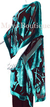 Caftan Dress Kimono Silk Burnout Velvet Teal Black Hand Dyed Maya Matazaro