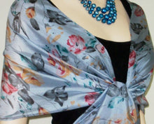 Silk Scarf Wrap Sash Pastel Floral Sea Foam + Gift Box Maya Matazaro