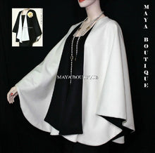 Cashmere Reversible Cape Ruana Wrap Coat Ivory & Black Maya Matazaro USA Made