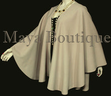 Taupe Cape Ruana Wrap Coat Cashmere Wool Blend by Maya Boutique Made in USA
