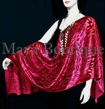 Maya Matazaro True Red Camellia Shawl Wrap Scarf Burnout Velvet Elegant!