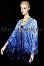 Wearable Art Blue Ombre Velvet Kimono Jacket Hand Dyed Short Maya Matazaro