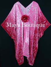 Pink Ombre Camellia Burnout Velvet Caftan Kimono Duster Hand Dyed Maya Matazaro
