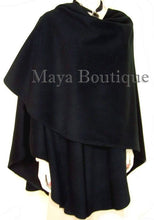 Cape Ruana Wrap Coat Black Cashmere Wool Blend USA Made Maya Matazaro