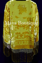 Antique Gold Fringe Jacket Short Kimono Duster Silk Burnout Velvet Maya Matazaro