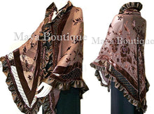 Chocolate Shawl Scarf Wrap Silk Burnout Velvet Triangle Ruffles Maya Matazaro