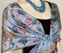 Silk Scarf Wrap Sash Pastel Floral Sea Foam + Gift Box Maya Matazaro