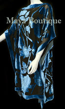 Caftan Dress Kimono Silk Burnout Velvet Blue Black Hand Dyed Maya Matazaro