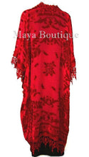 Red Burnout Velvet & Lace Kimono Caftan Jacket Duster Maya Matazaro