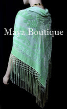 Piano Shawl Wrap Scarf Silk Burnout Velvet Mint Color Hand Dyed Maya Matazaro