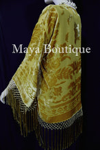 Antique Gold Fringe Jacket Short Kimono Duster Silk Burnout Velvet Maya Matazaro