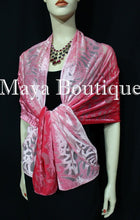 Maya Matazaro Hand Dyed Coral Pink Camellia Shawl Wrap Scarf Burnout Velvet USA