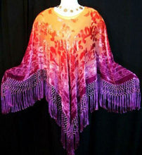 Hand Dye Poncho Shawl Top Magenta Purple Maya Matazaro