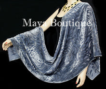 Dusk Gray Camellia Shawl Wrap Scarf Burnout Velvet Maya Matazaro Hand Dyed USA