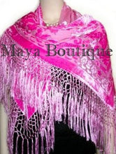 Piano Shawl Wrap Scarf Frige Silk Burnout Velvet Candy Pink Maya Matazaro