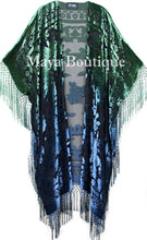 Blue Green Wearable Art Kimono Caftan Jacket Velvet Hand Dyed Maya Matazaro