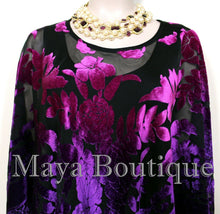 Purple Fuchsia Burnout Velvet Poncho Shawl Top Ombree Hand Dye Maya Matazaro