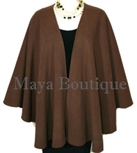 Expresso Brown Cape Ruana Wrap Coat Cashmere Wool Blend Maya Matazaro USA Made