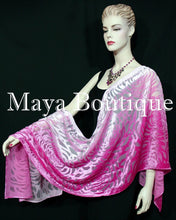 Maya Matazaro Hand Dyed Magenta Pink Camellia Shawl Wrap Scarf Burnout Velvet