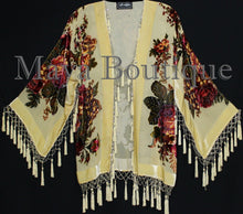 Victorian Rose Jacket Short Kimono Beaded Silk Velvet Vanilla Maya Matazaro