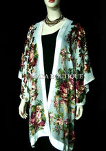 Caftan Kimono Duster Silk Burnout Velvet White Multi Gypsy Rose Maya Matazaro